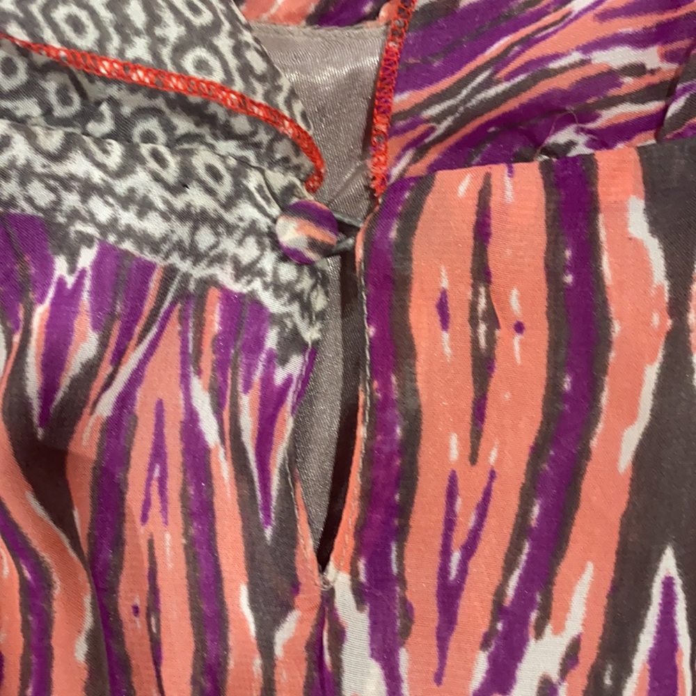 BEBE 2b RUFFLE DRESS XS LEATHER DETAIL-multi-color - Picture 9 of 10